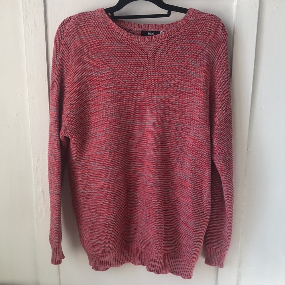 Urban Outfitters BDG Pink and Gray Knit Chunky Oversized Sweater Size XS